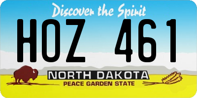 ND license plate HOZ461