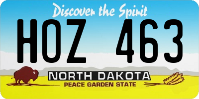 ND license plate HOZ463
