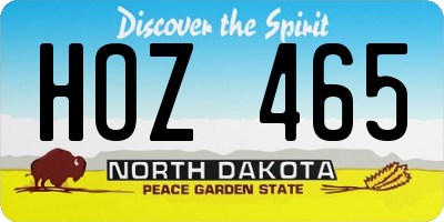 ND license plate HOZ465