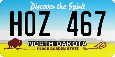 ND license plate HOZ467