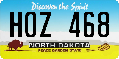 ND license plate HOZ468