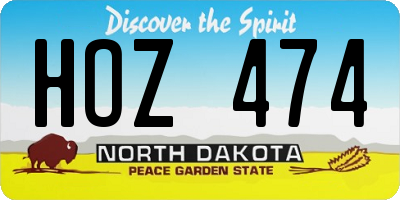 ND license plate HOZ474