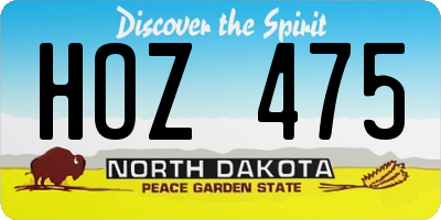 ND license plate HOZ475
