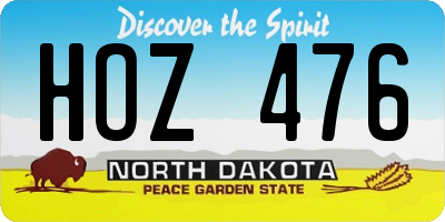 ND license plate HOZ476