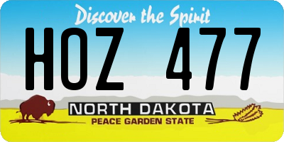 ND license plate HOZ477