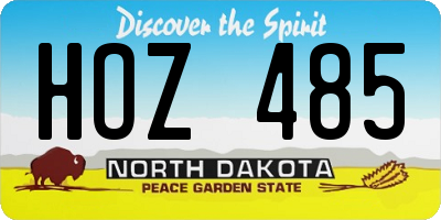 ND license plate HOZ485
