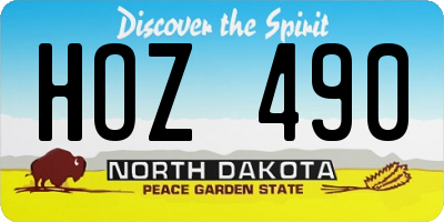 ND license plate HOZ490