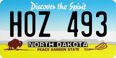 ND license plate HOZ493