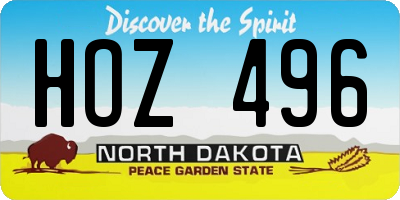 ND license plate HOZ496