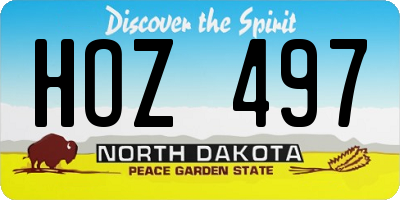 ND license plate HOZ497