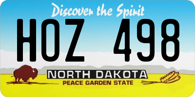 ND license plate HOZ498