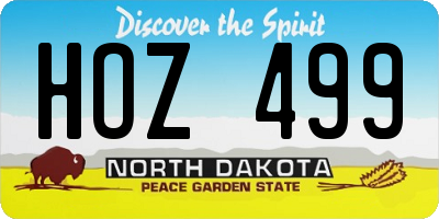 ND license plate HOZ499