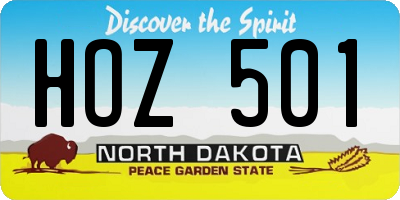 ND license plate HOZ501