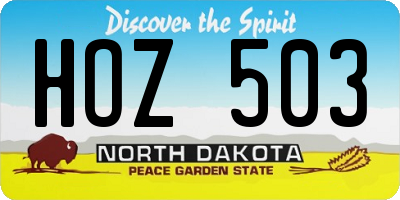 ND license plate HOZ503