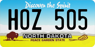 ND license plate HOZ505
