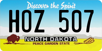 ND license plate HOZ507