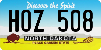 ND license plate HOZ508