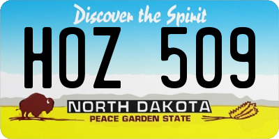 ND license plate HOZ509