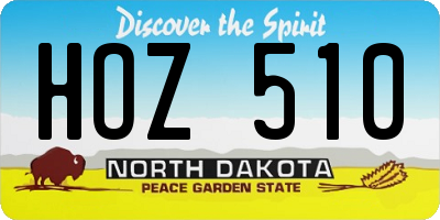 ND license plate HOZ510