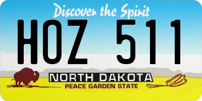 ND license plate HOZ511