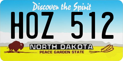 ND license plate HOZ512