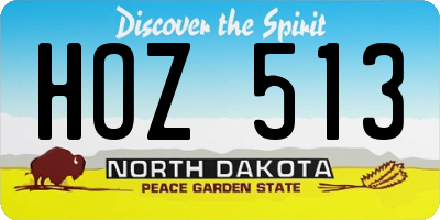 ND license plate HOZ513