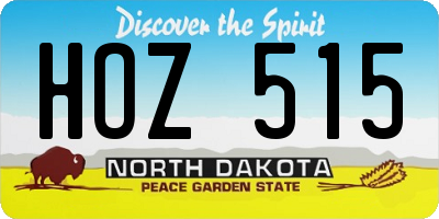 ND license plate HOZ515