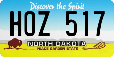 ND license plate HOZ517