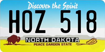 ND license plate HOZ518