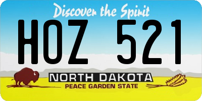 ND license plate HOZ521