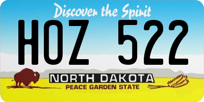 ND license plate HOZ522