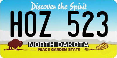 ND license plate HOZ523