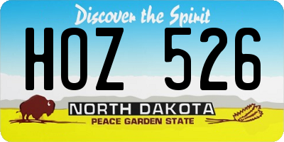 ND license plate HOZ526
