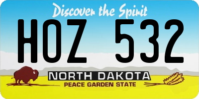 ND license plate HOZ532