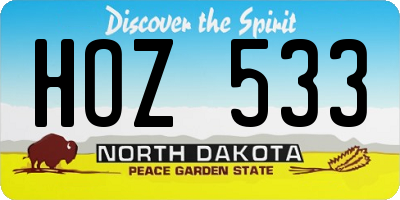 ND license plate HOZ533