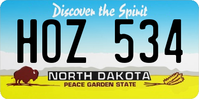 ND license plate HOZ534