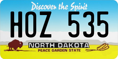 ND license plate HOZ535