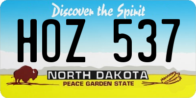 ND license plate HOZ537