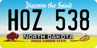 ND license plate HOZ538