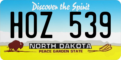 ND license plate HOZ539