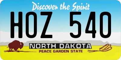 ND license plate HOZ540