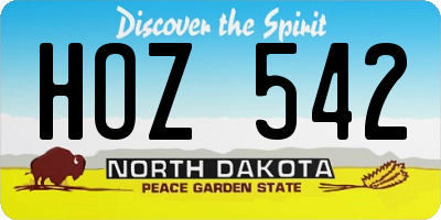 ND license plate HOZ542