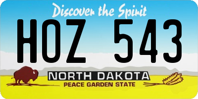 ND license plate HOZ543