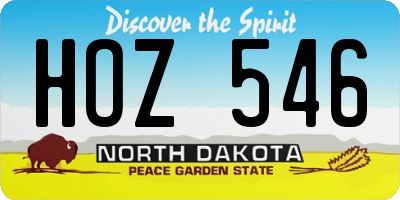 ND license plate HOZ546