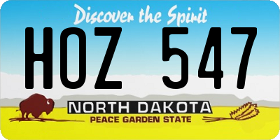 ND license plate HOZ547