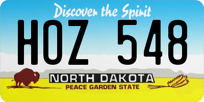 ND license plate HOZ548