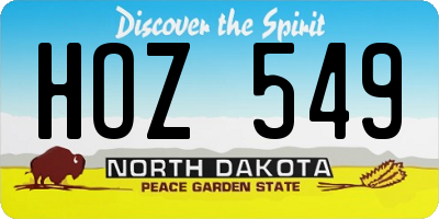 ND license plate HOZ549