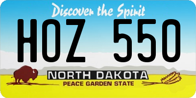 ND license plate HOZ550