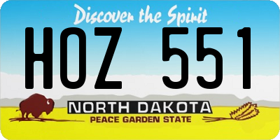 ND license plate HOZ551