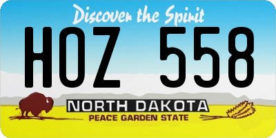 ND license plate HOZ558